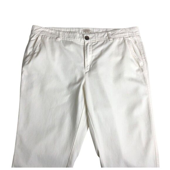 J Crew Pants Womens 14 White Chino Mid Raw Hem Crop Ankle Preppy Coastal Chic - Picture 3 of 12